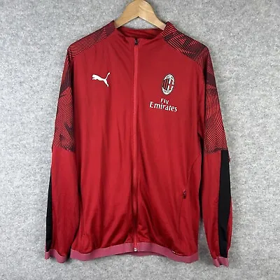 Puma AC Milan Training Jacket Mens Large Football Red Full Zip Retro Vintage • £8.95