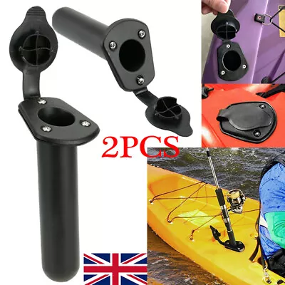 2X Flush Mount Rod Holder For Kayak Pole With Cap Cover Bracket Fishing Boat UK • £10.79