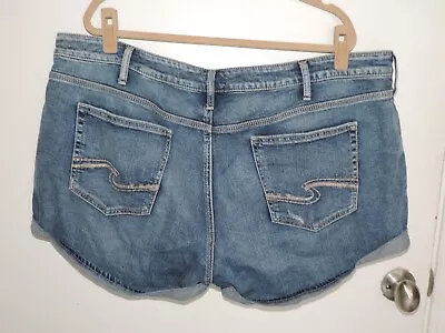 Womens Bke/Buckle SILVER Boyfriend Distressed Jean Shorts Plus Sz 22 • $24.99