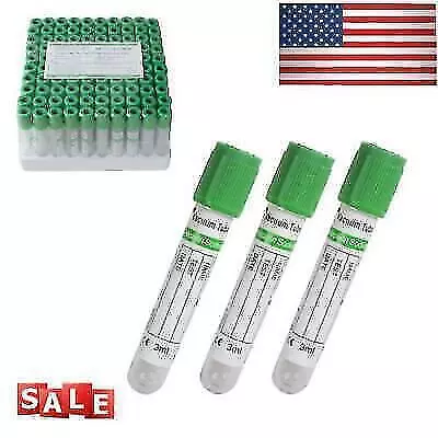 100 Count 3ml Heparin Sodium Blood Collection Tubes - FDA Approved • $27.99