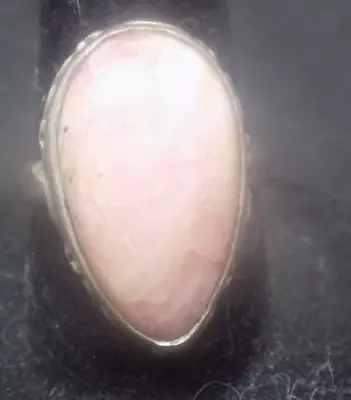 Sterling Silver Ring Sz 8 Jewelry  Pink Marbled Stone  (358) • $21