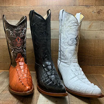 Bota Vaquera Punta Chihuahua 2x Mens Cowboy White Boots Print Leather Crocodile • $106.59