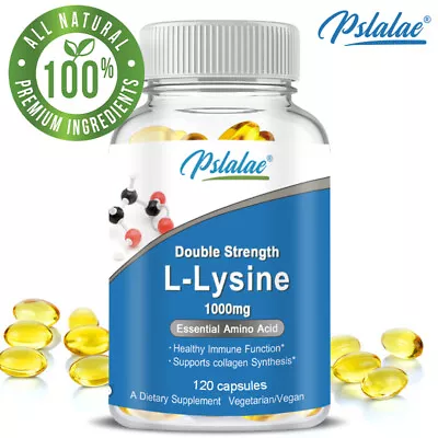 Double Strength L-Lysine Capsules 1000mg - Promote Calcium & Collagen Synthesis • $12.79