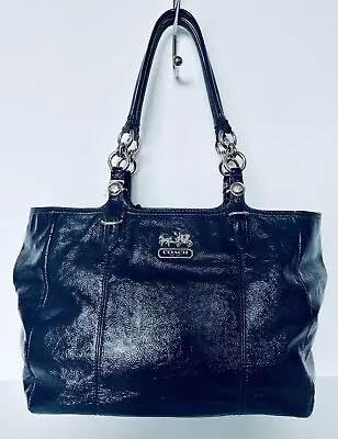 COACH Madison Mia Patent Leather Tote Shoulder Bag Navy Blue NEW $328 15738 COA • $85