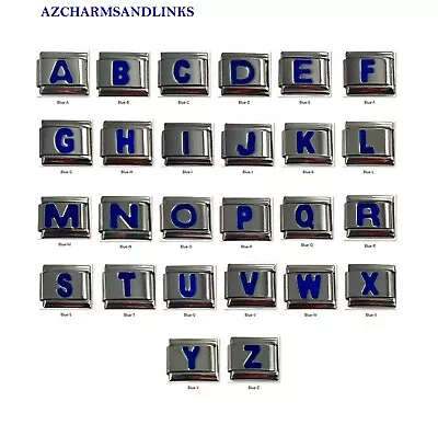 Italian Charms Blue Letters A-Z Italian Modular Charm Links For Your Bracelet • $2.39