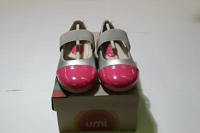 Umi *elaina*girls Silver/ Pink Leather Ballet Flat Shoes Uk 11 Jnr Eu 29 • £10