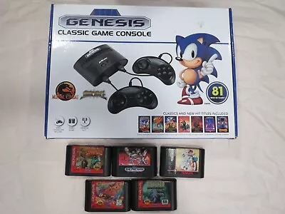 SEGA Genesis Classic Black Game Console With 81 Preloaded Games+5 Games Lot • $59.99
