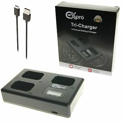 Ex-Pro USB LCD TRIPPLE Battery Go-Charger For Canon LP-E8 LPE8 LC-E8E LCE8E • £12.92