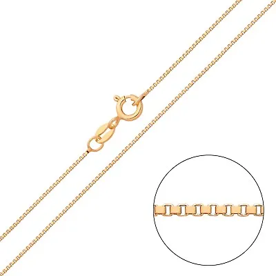 Solid 9ct Yellow Gold On Silver 1mm Box Chain Necklace 16 18 20 22 24 Inch • £8.50