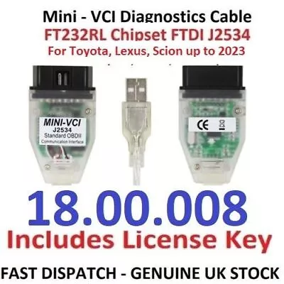 2024 V18 J2534 Mini VCI Cable For Toyota Lexus Scion Techstream OBD2 Diagnostic • $32.49