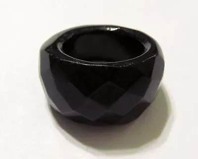 Dynamic Jet Black Faceted Agate SOLID Ring Various Sizes AGAR409 • $12.60