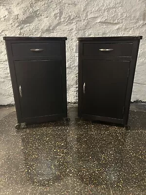 Vintage Rolling Black Metal Cabinet Storage Cabinets • $450