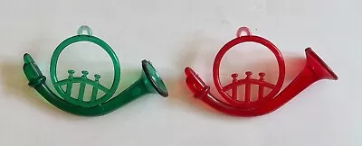 2 Vintage Translucent French Horn Cupcake Cake Topper Ornament Birthday Decor • $6.75