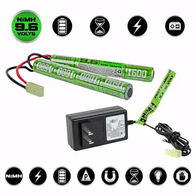 Valken Energy NiMH 9.6v 1600mAh Split & 1A Smart Charger Power Kit Combo NEW  • $49.39