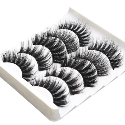 5Pair 25mm 3D Mink False Eyelashes Wispy Cross Long Thick Soft Fake Eye Lashes D • £2.99