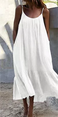 PLUS SIZE Ladies Strappy Maxi Dress Summer Beach Loose Baggy Kaftan Dresses • $31.70