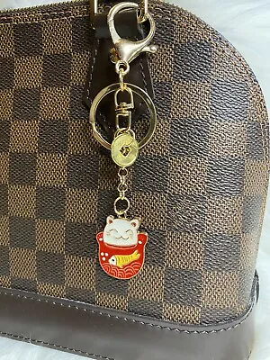 Japan Maneki Neko Lucky Cat Red Keychain Bag Charm Cute Kawaii NEW • $12.99