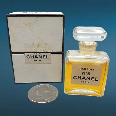 Vintage Chanel Paris No. 5 Pure Parfum 7 ML Miniature Original Box 90% Full • $118.13