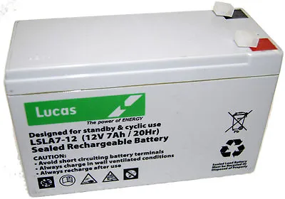  LUCAS 12V 7ah Sealed Lead Acid | Replacement Foxing/Hunting Lamp Battery • £17.45
