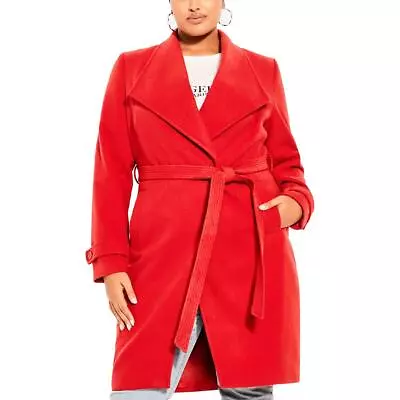 City Chic Womens Red Large Lapel Dressy Long Coat Outerwear Plus XL BHFO 7586 • $82.05