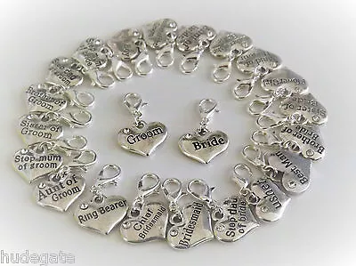 £1.99 • Buy Personalised Family Silver Heart Clip On Charm Wedding Birthday Hen Party