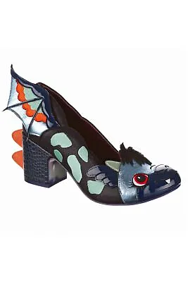 Irregular Choice Wittle Dragon Womens Heels Scary Block Shoes Blue And Orange • £55