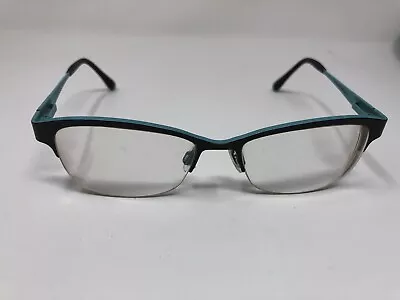 BEVEL EYEGLASSES FRAME 8642 Poppy BKME 50-16 Black Teal Japak Half Rim ZI27 • $40.75