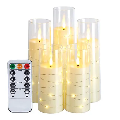 5PCS Flickering Flameless Light Battery Operated LED Candle Timer Remote Wedding • $29.99