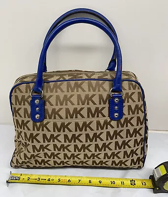 Michael Kors Signature Dome Satchel Purse With Blue Handles/Cross Body Strap+ DB • $129.95