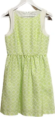 Jessica Simpson Lime Green & Ivory Sleeveless Lined Mini Skater Dress US 4 UK 8 • $8.69