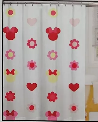 Disney Minnie Mouse Fabric Shower Curtain 72”x72” Hearts Love Spring Jay Franco • $32.88