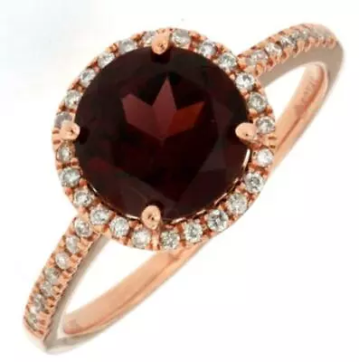 2.26ct Diamond & Aaa Rhodolite 14kt Rose Gold Round Classic Halo Engagement Ring • $1357.17