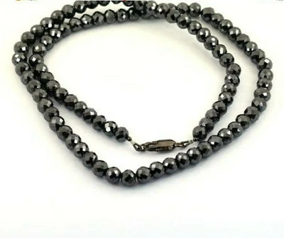 $340.39 • Buy BRIDAL GIFT Black Diamond Necklace, 7.5mm Black Diamond Beads Necklace 18 Inches