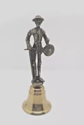 Vtg OOAK Brass Hand Bell Sculpted Medieval Knight/Soldier W/Shield & Sword 6.75  • $18