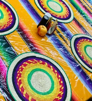 4 Pack Mexican Palm Placemats With Designs | Multicolor Palm Placemats • $18.99