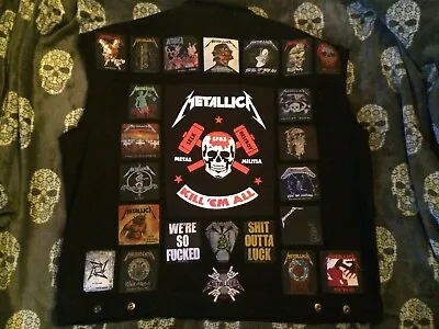 Full Metal Jacket: The Loaded Metallica Black Denim Cut-Off Patch Battle Vest • £180