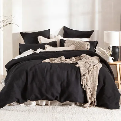 $119.95 • Buy New Habitat Emerson Washed Black Quilt Cover Set