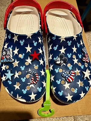 Disney Parks Mickey Minnie Mouse Americana Patriotic Flag Adult Crocs M8 / W10 • $52