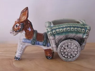 Vintage Hand Painted Donkey Pulling Cart Planter Made In Occupied Japan • $15.98