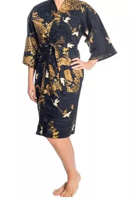 Authentic Japenese Kimono Crane Print Navy Yukata • £24.99