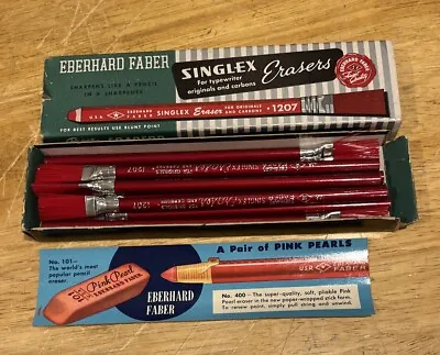 Eberhard Faber Singlex 9 New Pencil Erasers  No. 1207 Original Box Red • $29.99