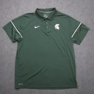 Michigan State Polo Shirt Mens XXL Green Nike Dri Fit Team Issue NCAA • $19.95