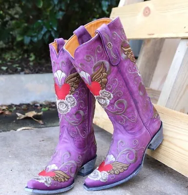 Old Gringo Western Cowgirl Boots Embroidered Flowers Hearts Wings RTL $600 7 • $410