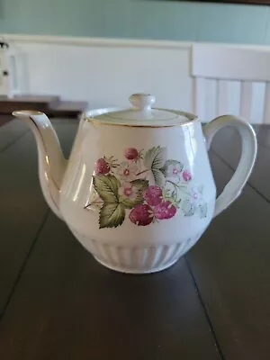 Vintage Fine China Japan Strawberry Patch Teapot With Lid And Gold Trim. • $16