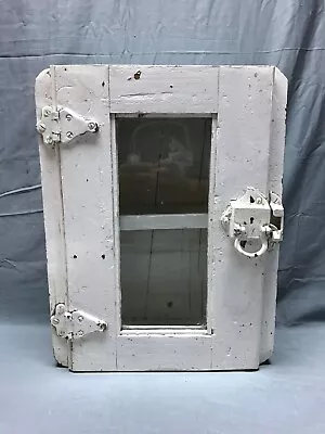 VTG Shabby Wood Surface Mount Cabinet Nickel Brass Ice Box Hardware Old 1348-22B • $145