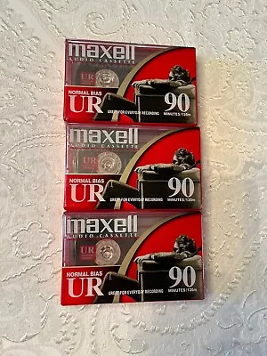 3 Maxell UR-90 Blank Audio Cassette Tapes 90 Min Normal Bias • $11