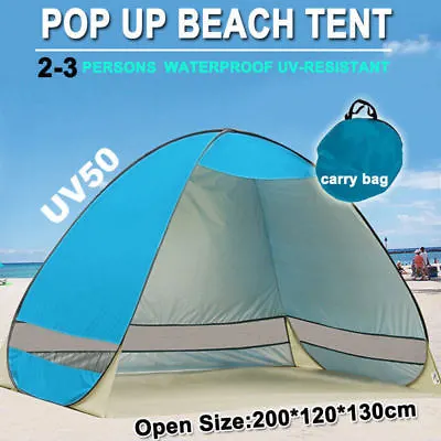$20.99 • Buy Pop Up Portable Beach Tent Canopy Sun Shade Shelter Summer Camping 2-3 Persons
