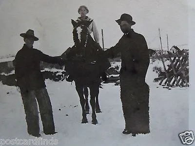 Rppc 2 Cowboys In Chaps Li'l Girl On Horse! Real Velox Photo 1907- 1917 Postcard • $5.95
