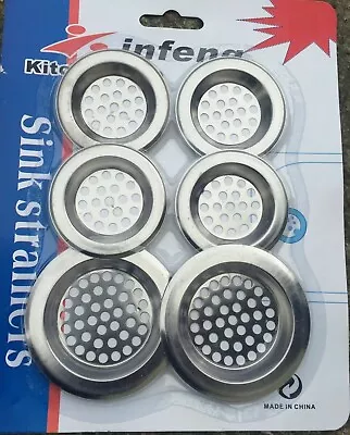 6 X Stainless Steel Sink Bath Plug Hole Strainer Drainer Basin Hair Cover Trap • £2.97