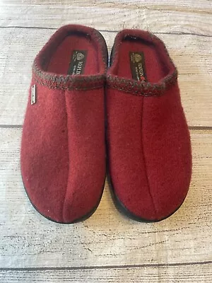 HAFLINGER Wool Felt Clogs Burgandy Size 40 Ladies Women's Pre-owned • £22.80